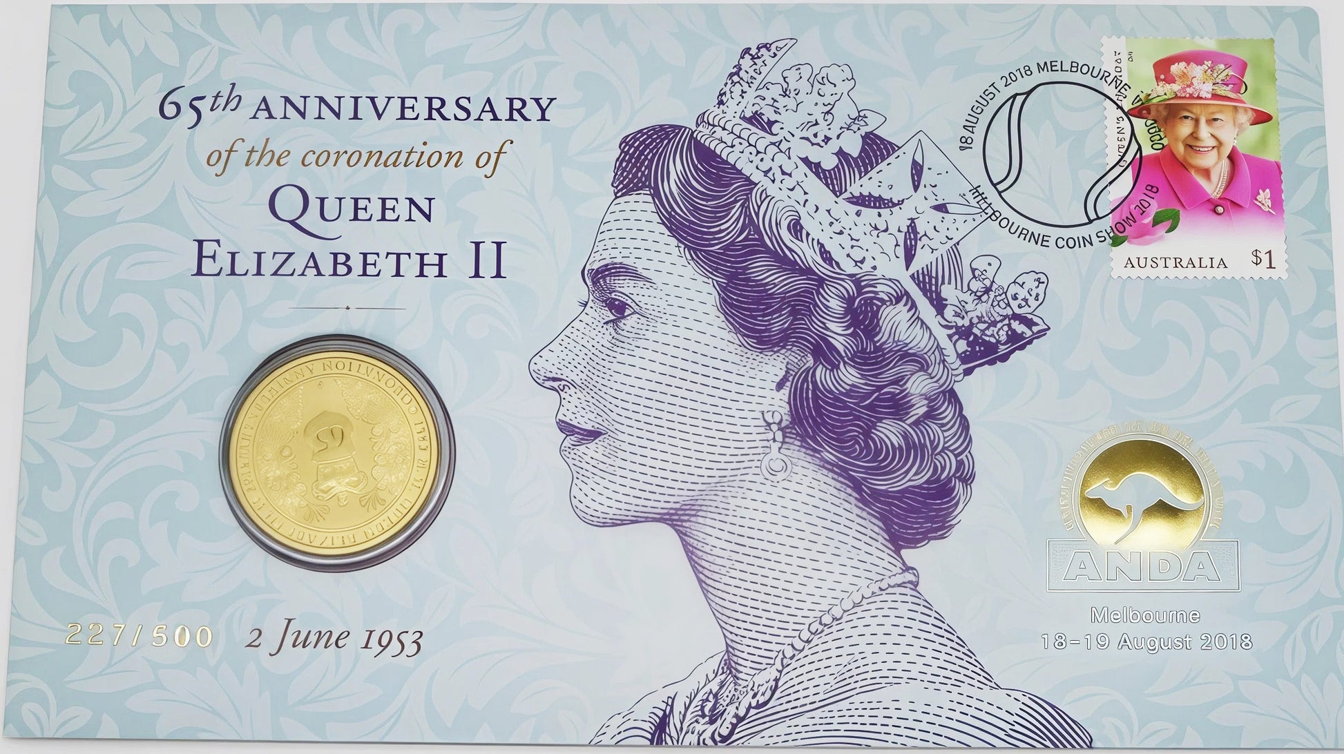 65th Anniversary Coronation of Queen Elizabeth II Coin Cover PNC front