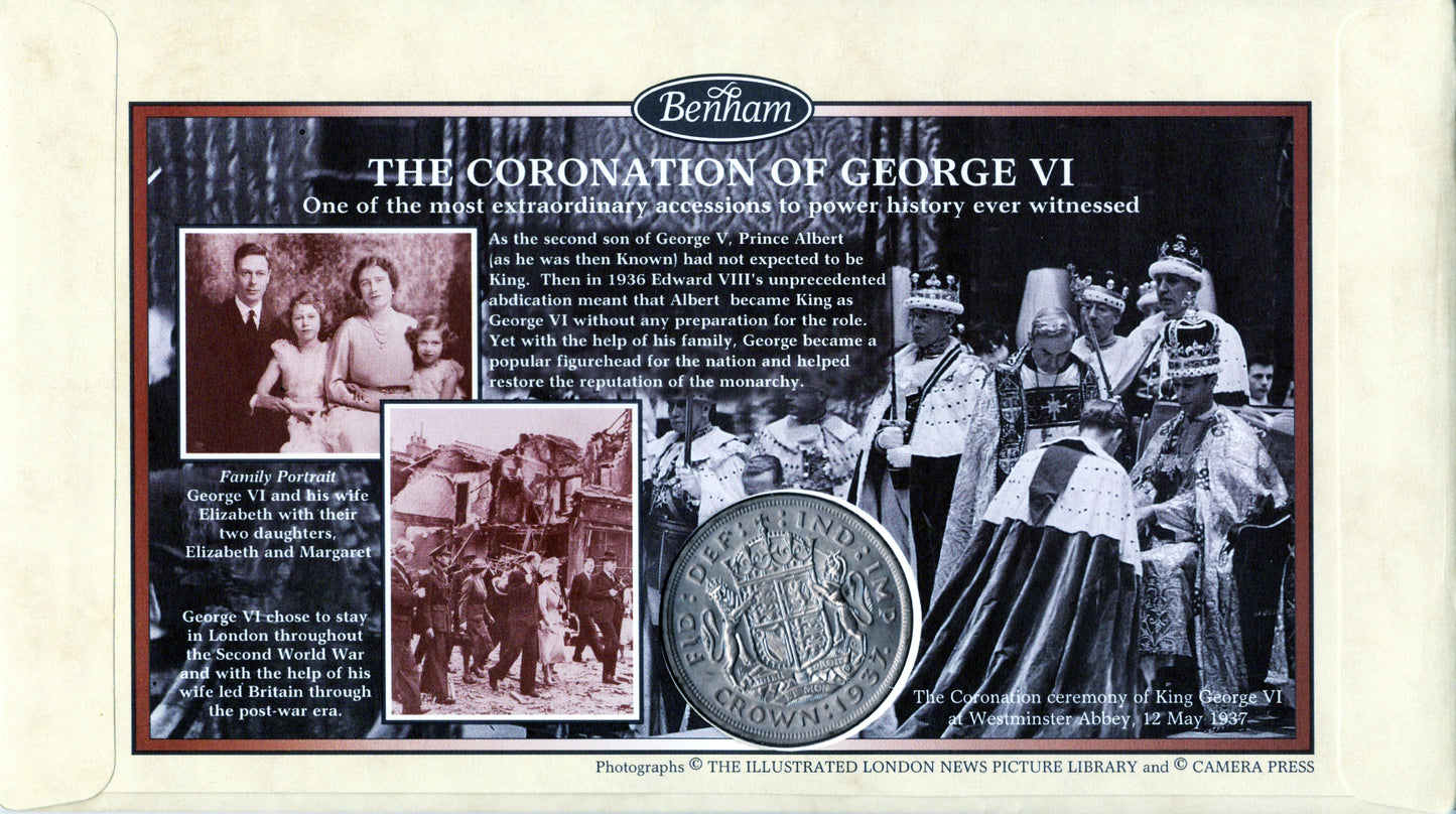 1997 The Reign of King George VI 1 Crown Coin Cover - Benham First Day Cover