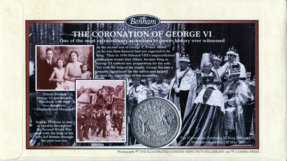 1997 The Reign of King George VI 1 Crown Coin Cover - Benham First Day Cover