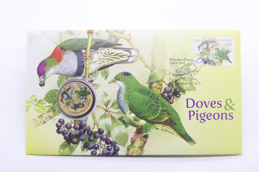 2021 Doves & Pigeons PNC — Superb Fruit-Dove — First Day of Issue Doveton Vic front