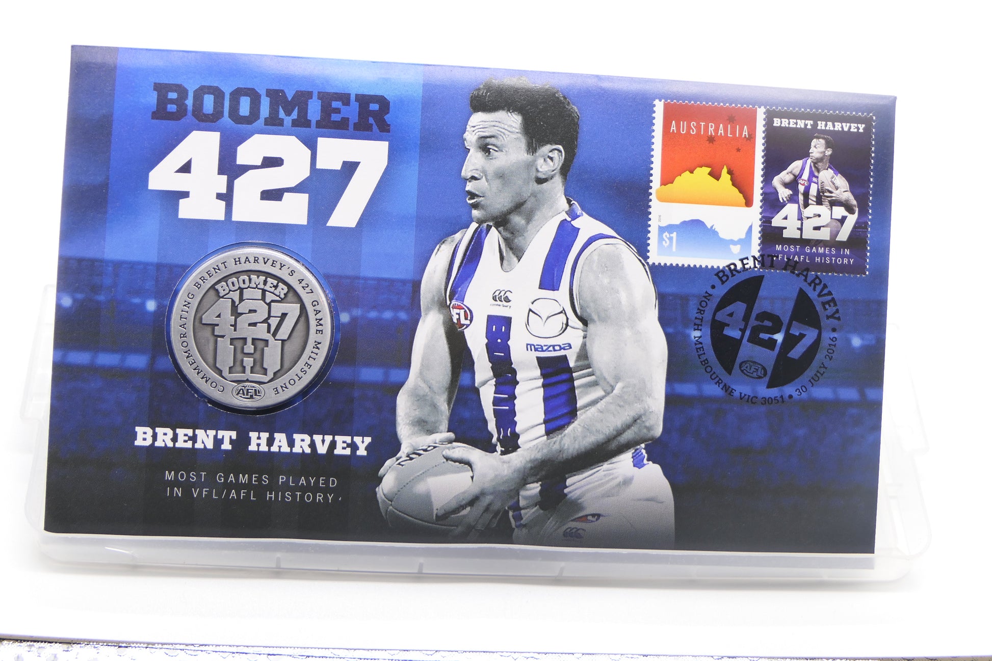 2016 Brent Harvey — Boomer 427 — Most Games Played in Vfl/AFL History PNC — North Melbourne Vic front