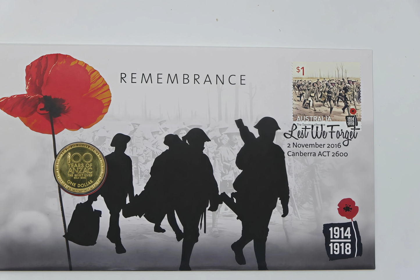 ANZAC Remembrance "Lest We Forget" PNC (2016) front