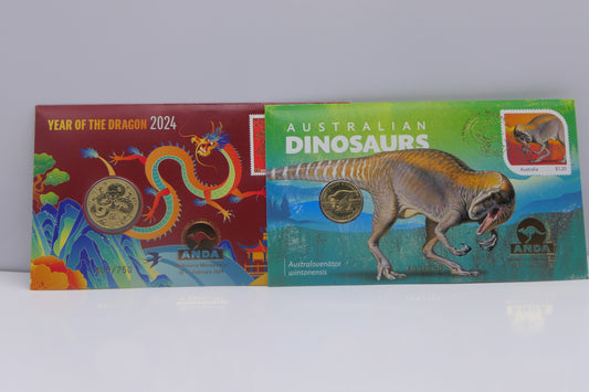 2024 ANDA PNC Pair — Year of the Dragon + Australian Dinosaurs Australovenator Wintonensis front