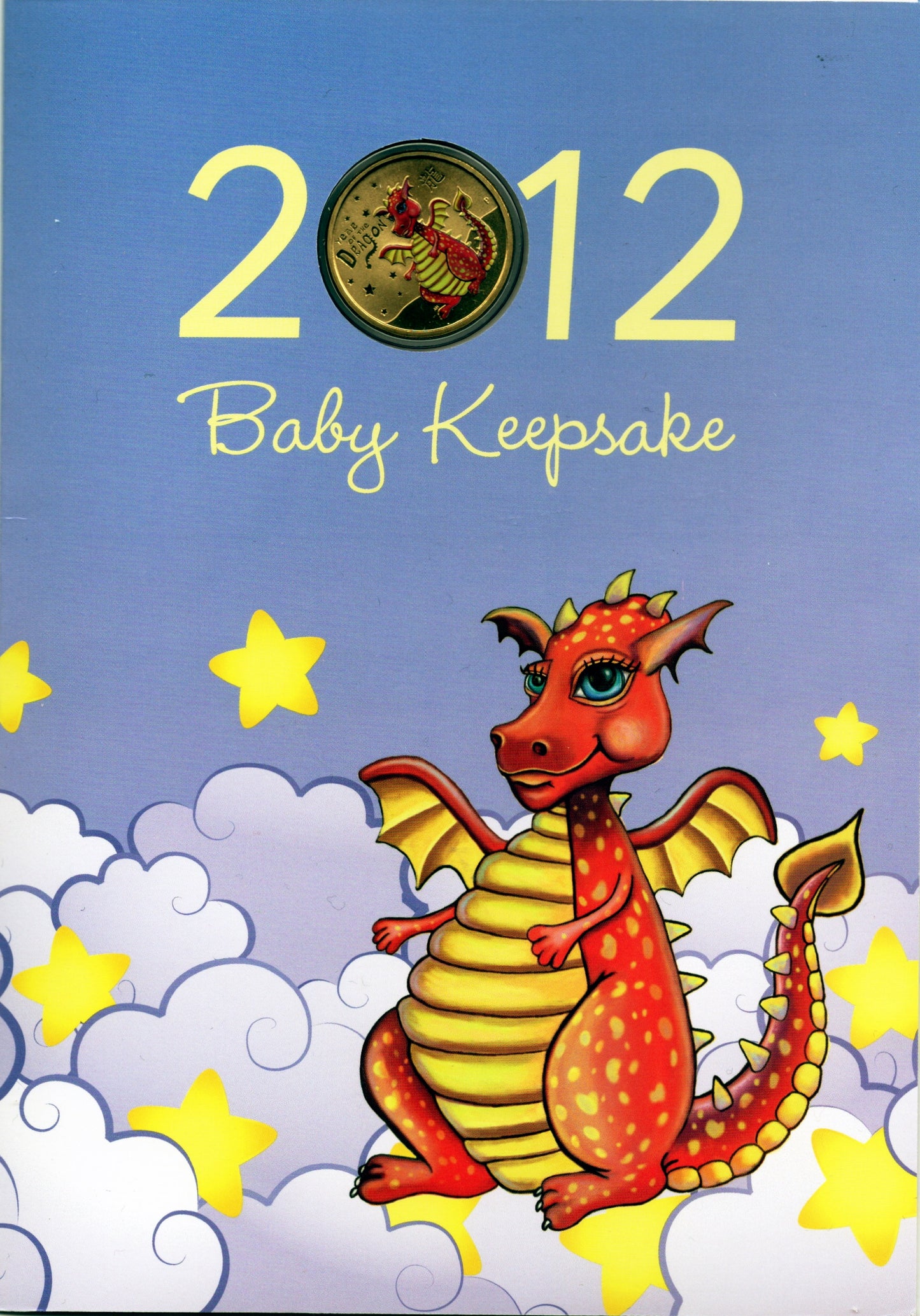 2012 Baby Keepsake Year of the Dragon $1 coloured coin folder