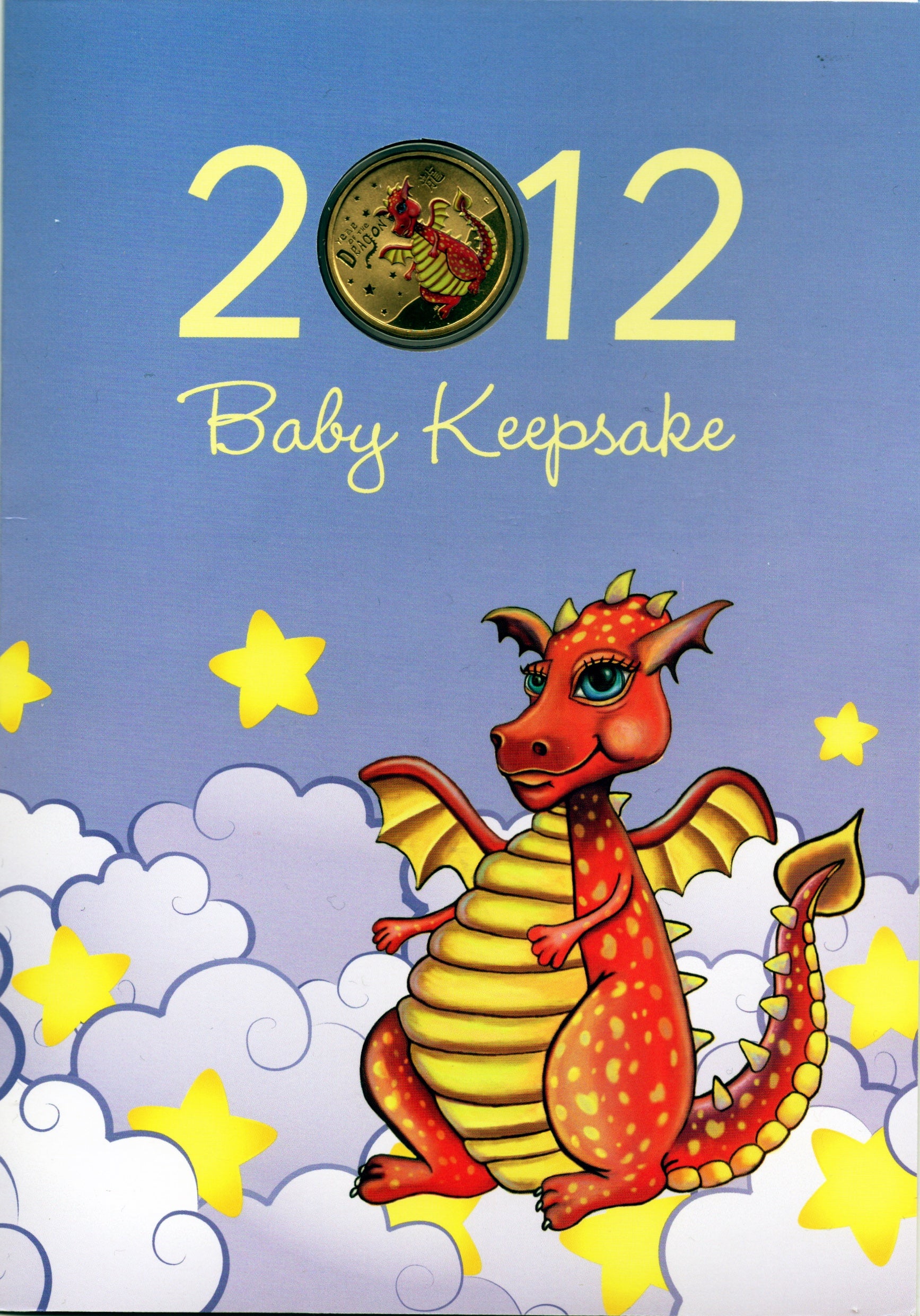 2012 Baby Keepsake Year of the Dragon $1 coloured coin folder