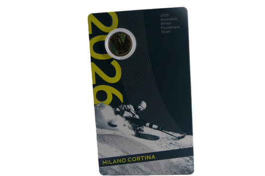 2026 Milano Cortina Australian Winter Paralympic Team $2 Coloured Coin Card front