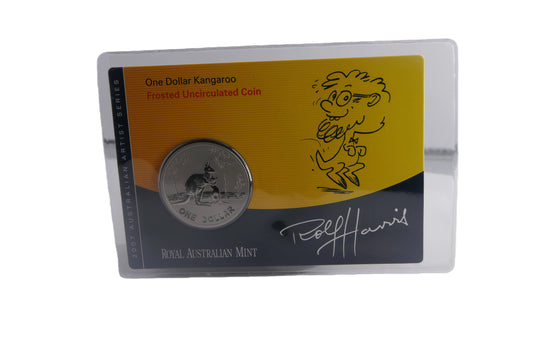 Rolf Harris 2007 Australian Artist Series $1 Kangaroo Frosted Uncirculated Coin front