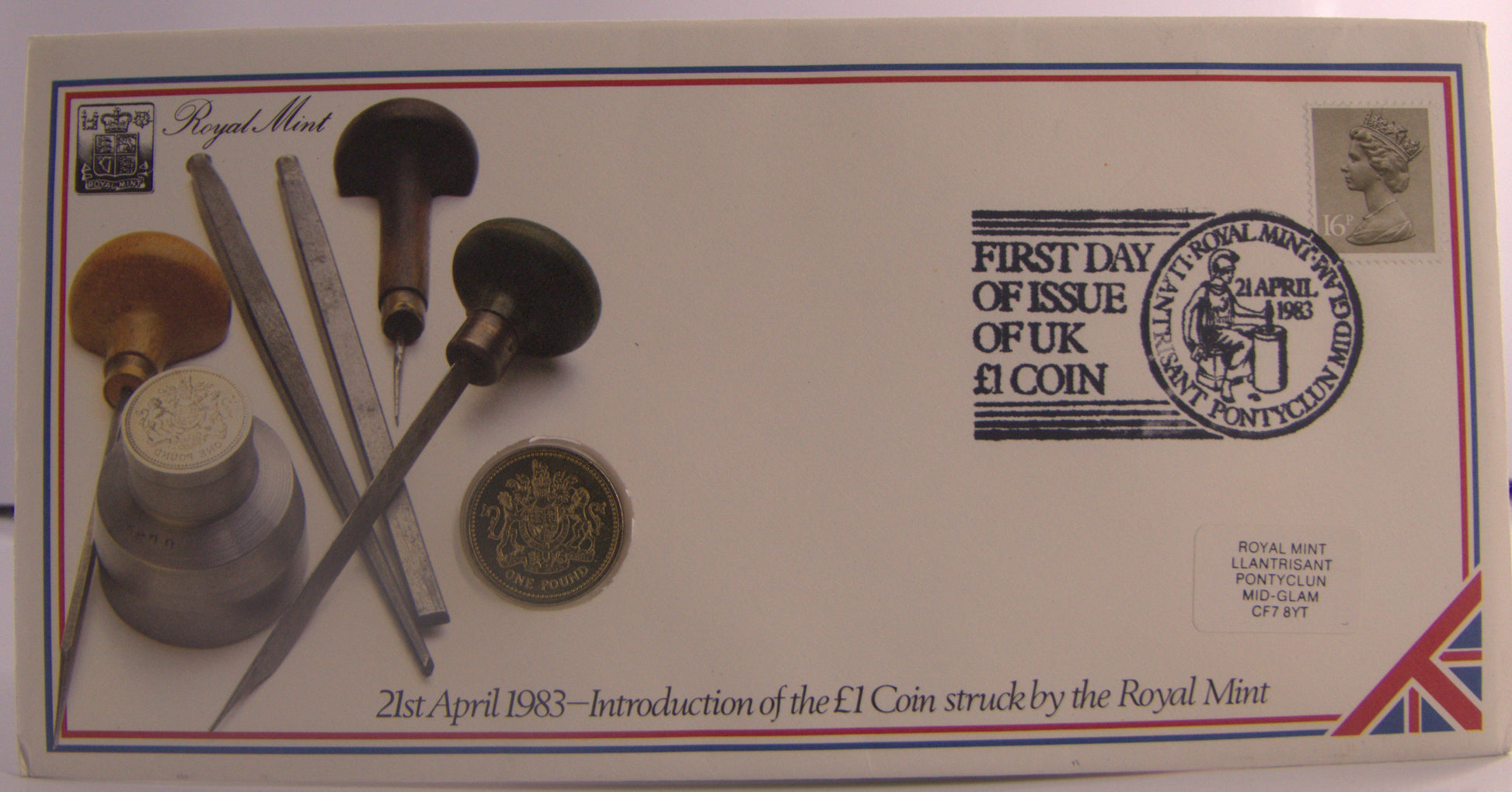 1983 Introduction of One Pound Coin 1 Pound Coin Cover - First Day Cover by Royal Mint