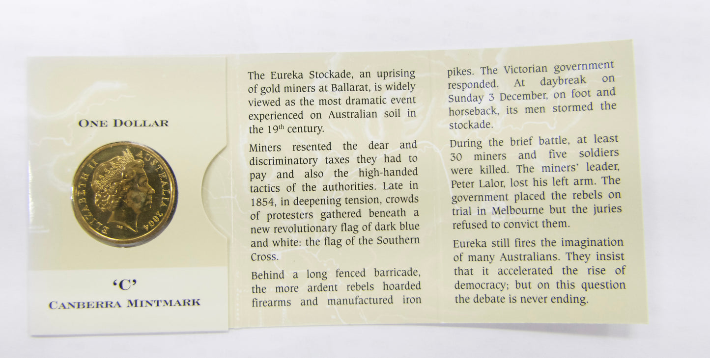 2004 Royal Australian Mint Eureka Stockade $1 'c' Mintmark front
