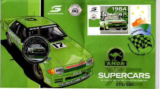 2021 Australia Post ANDA PNC 50c Supercars 60 Years — Dick Johnson 1984 Ford Xe Falcon Greens-Tuf front