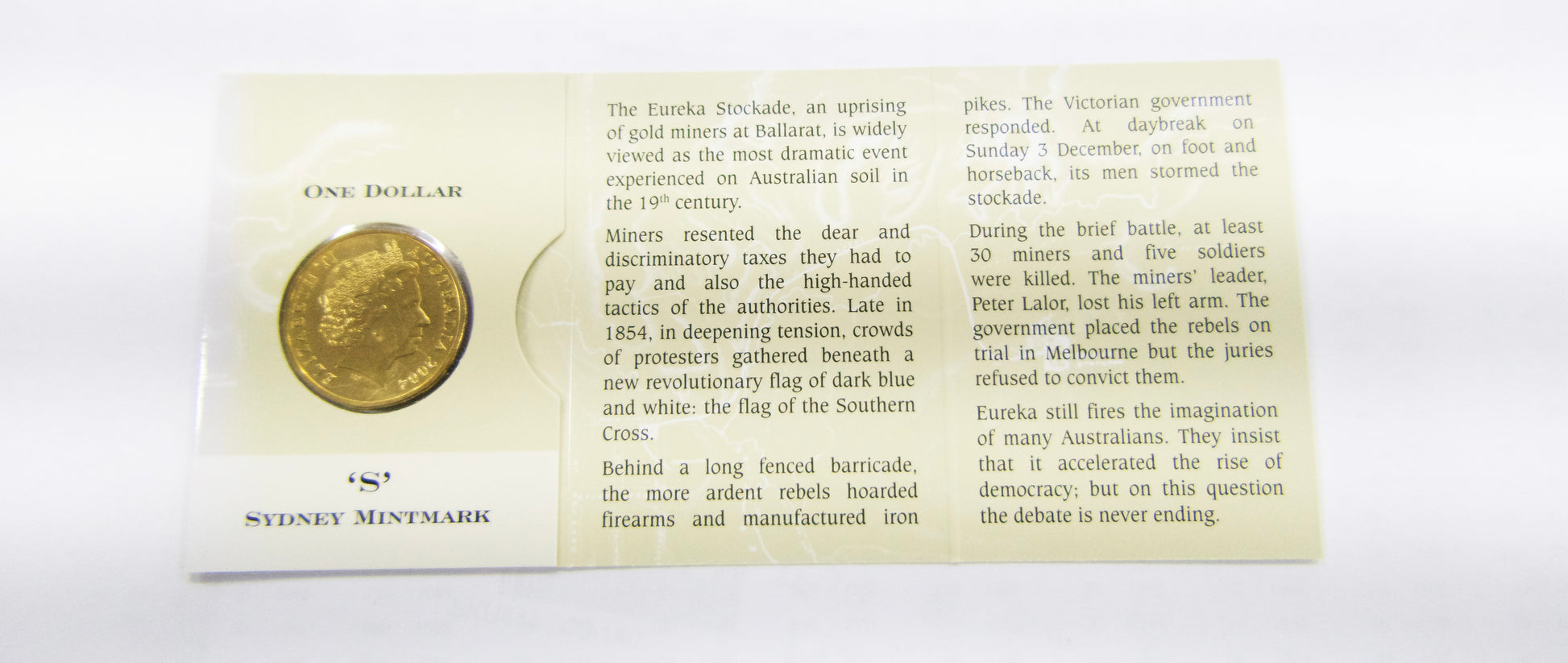 2004 Royal Australian Mint Eureka Stockade $1 's' Mintmark front