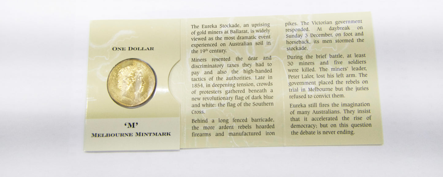 2004 Royal Australian Mint Eureka Stockade $1 'm' Mintmark front