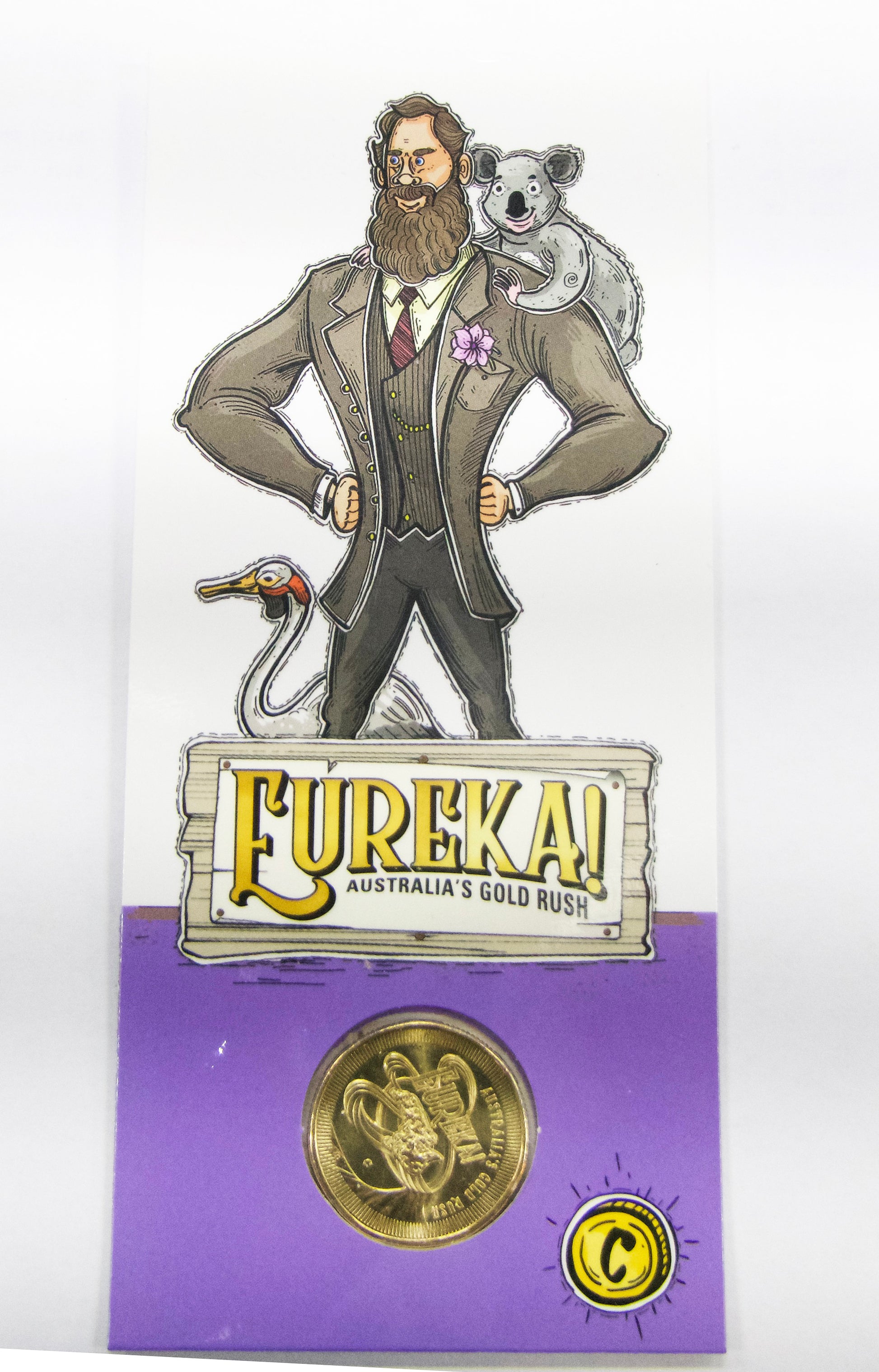 2020 Eureka Gold Rush 1$ UNC 'c' Mint Mark James Nash front