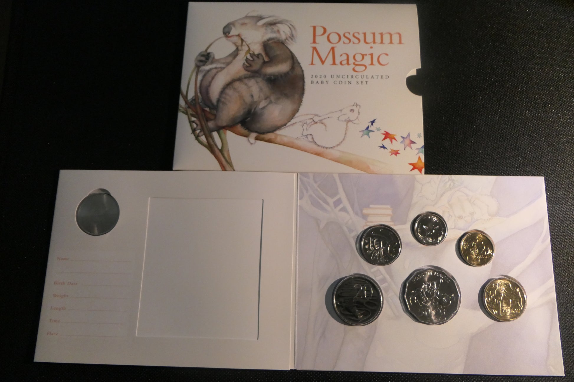 2020 Royal Australian Mint Possum Magic Uncirculated Baby Coin Set front