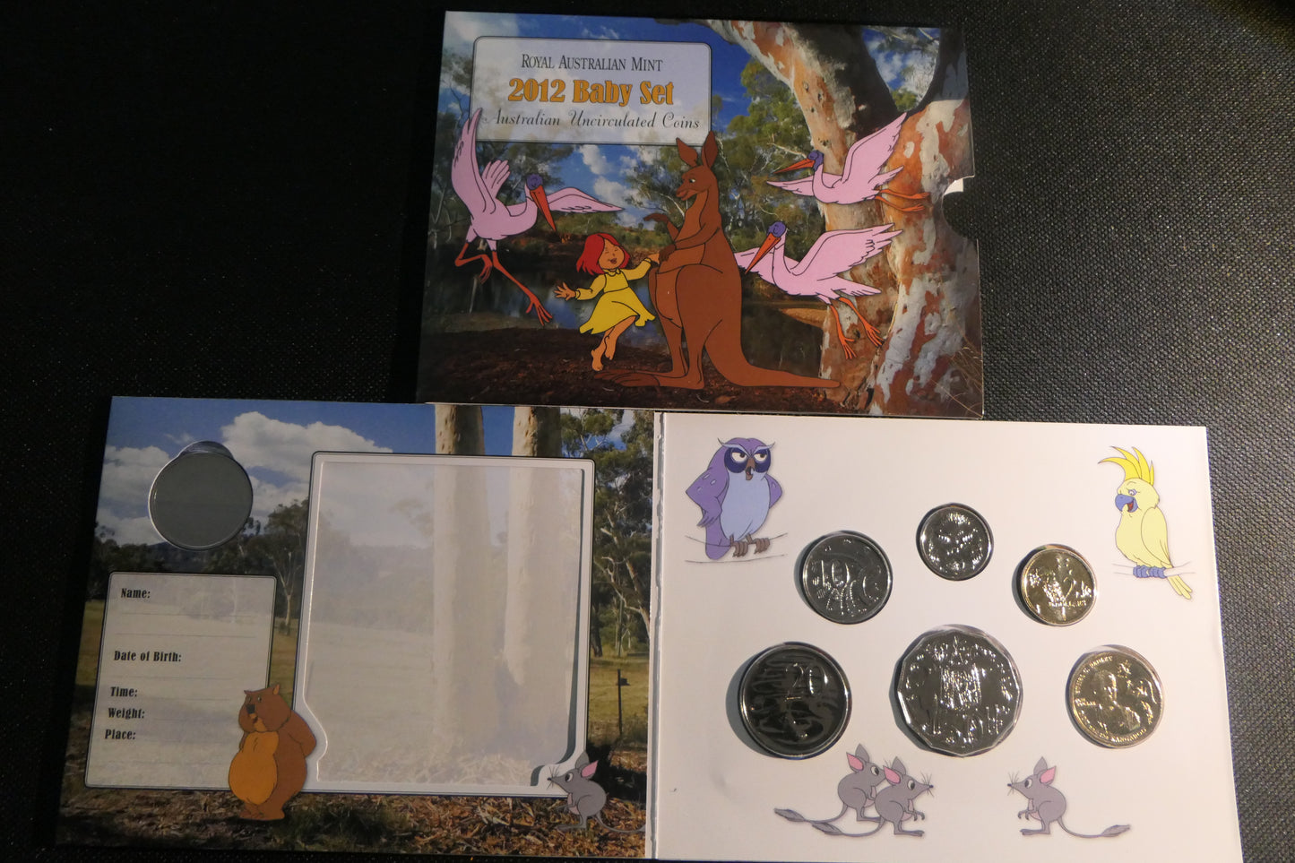 2012 Royal Australian Mint Baby Coin Set — Elsa & Australian Animals front
