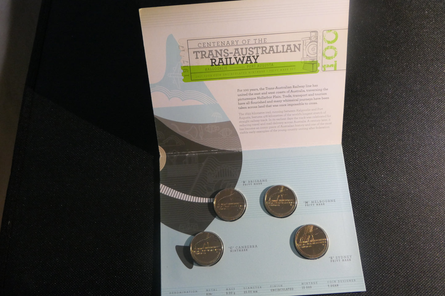 Centenary of the Trans-Australian Railway Coin Set front