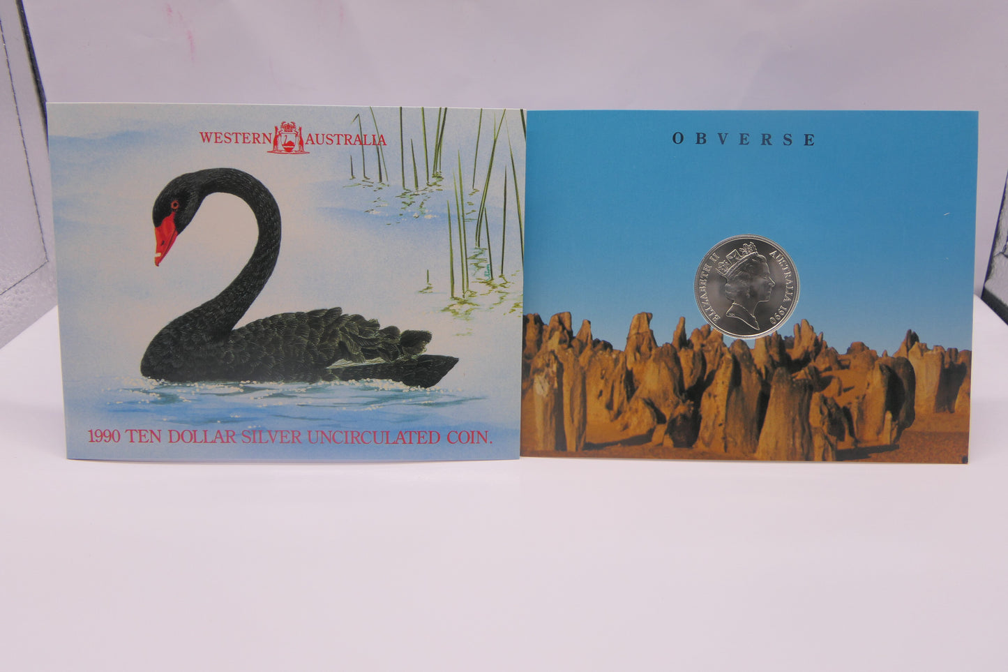 1990 Western Australia $10 Silver Uncirculated Coin — Black Swan front