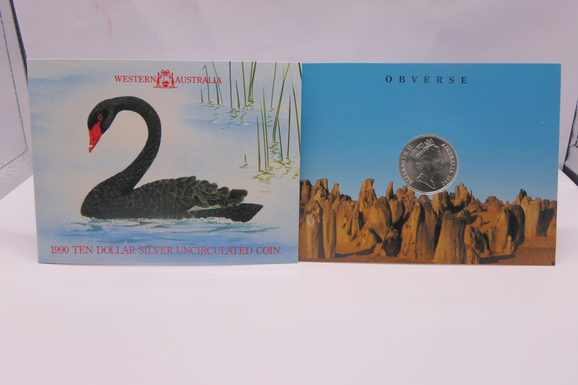 1990 Western Australia $10 Silver Uncirculated Coin — Black Swan front
