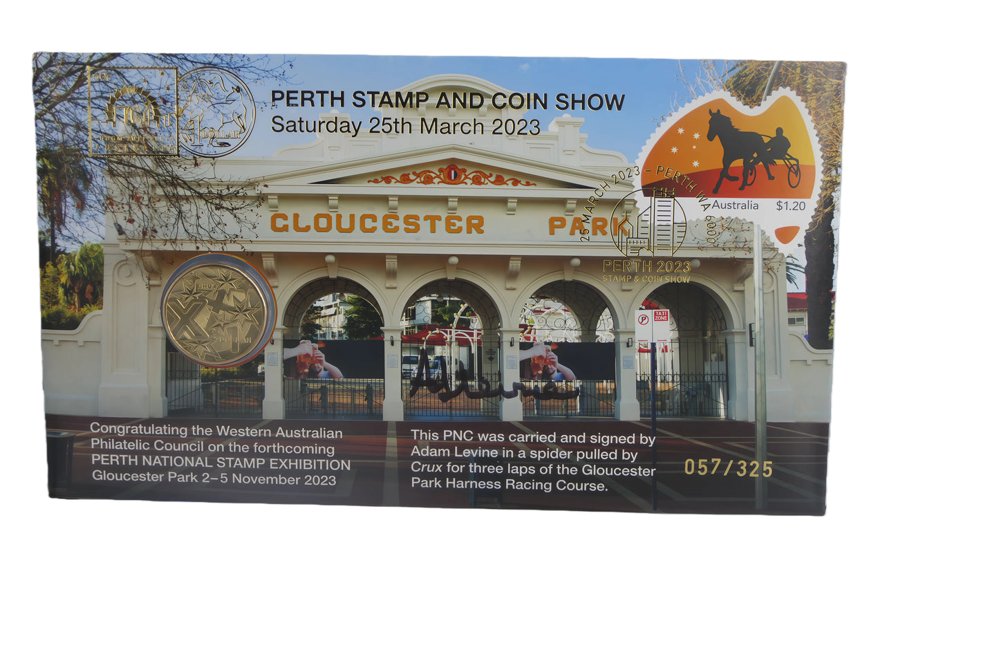 Gloucester Park Harness Racing PNC — Perth Stamp & Coin Show 2023 (057/325) front