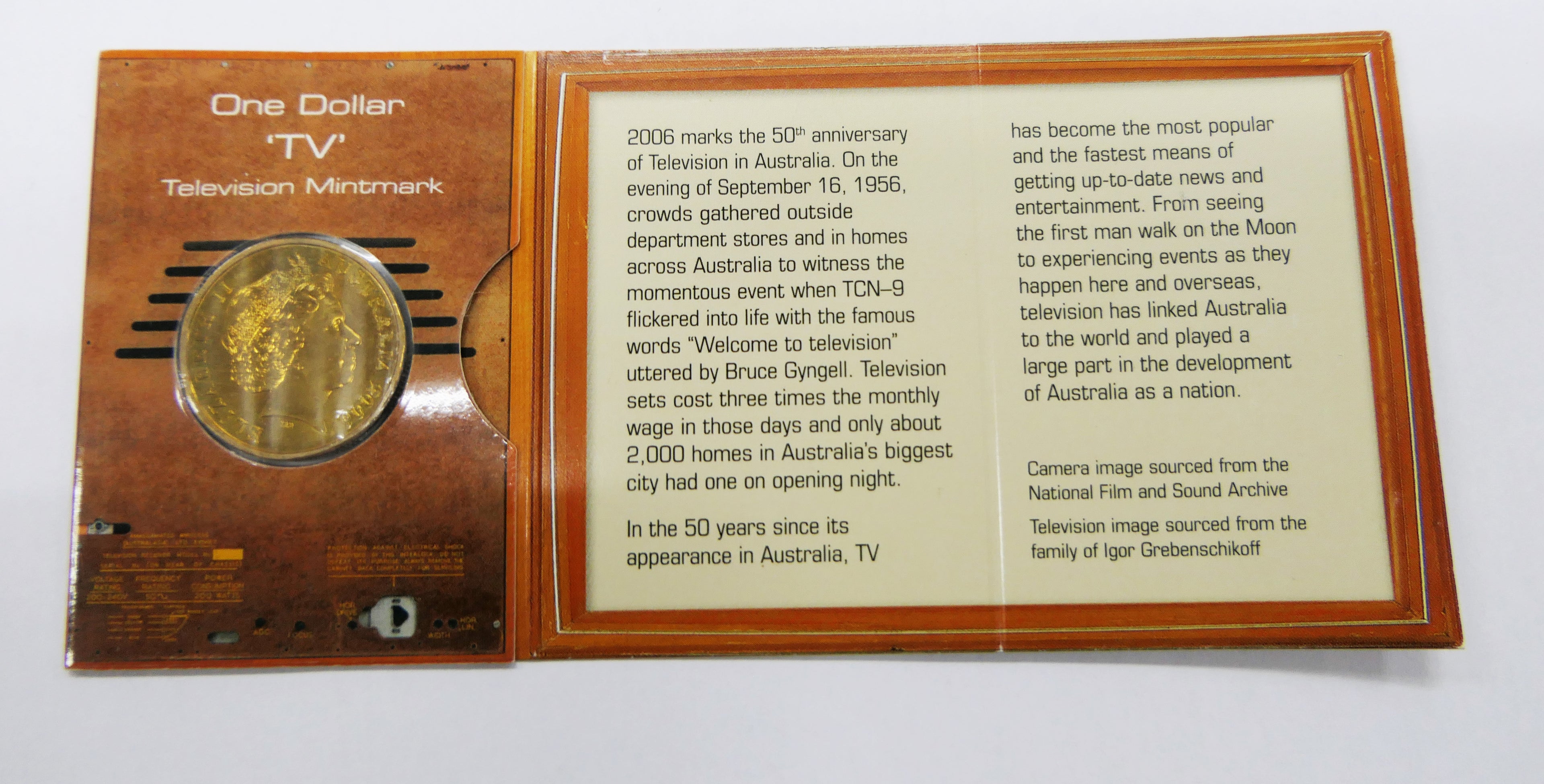 2006 50th Anniversary of Australian Television $1 'TV' Mint Mark