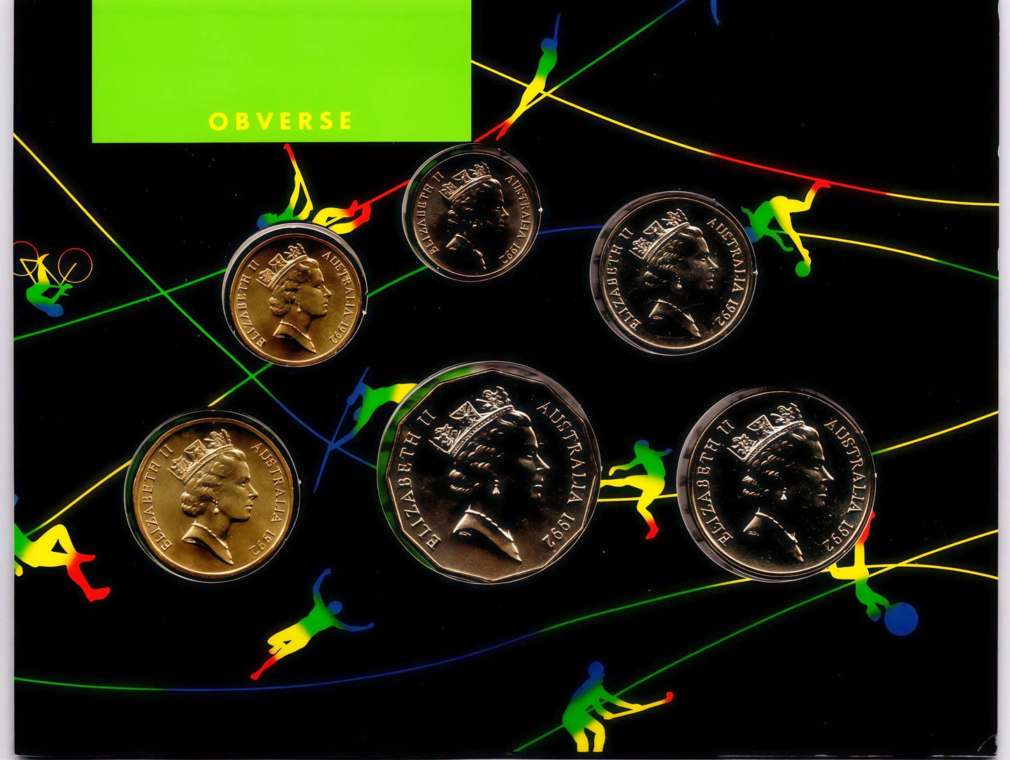 1992 Royal Australian Mint Uncirculated Coin Set — Barcelona Olympics reverse