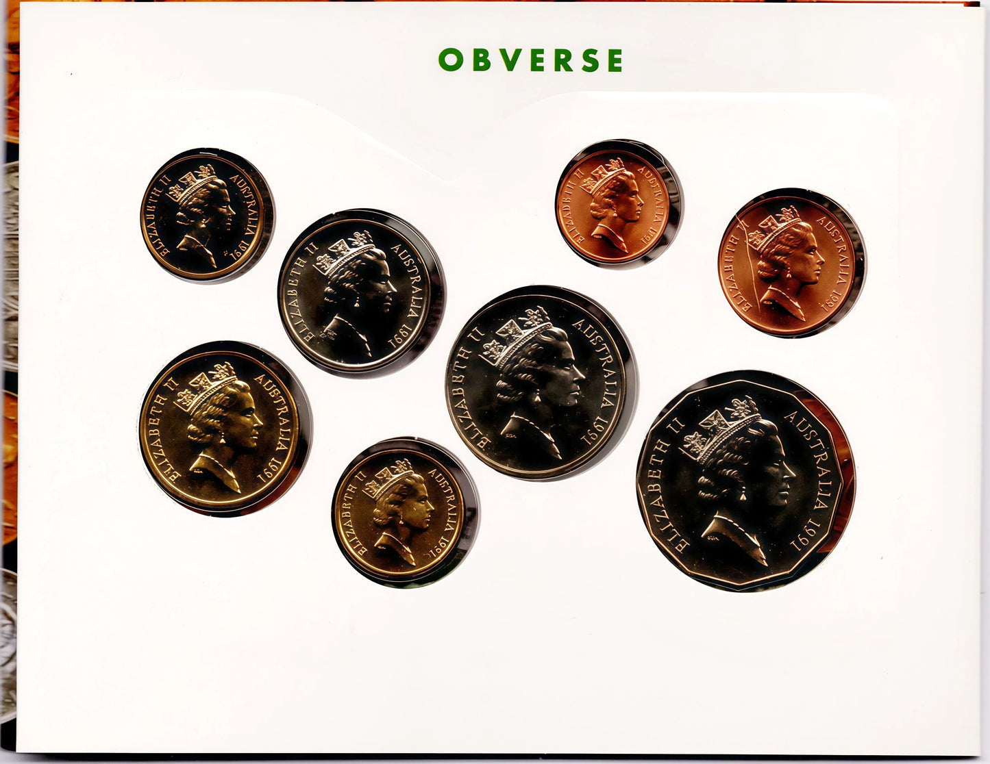 1991 Uncirculated Coin Set — 25th Anniversary of Decimal Currency — Royal Australian Mint reverse