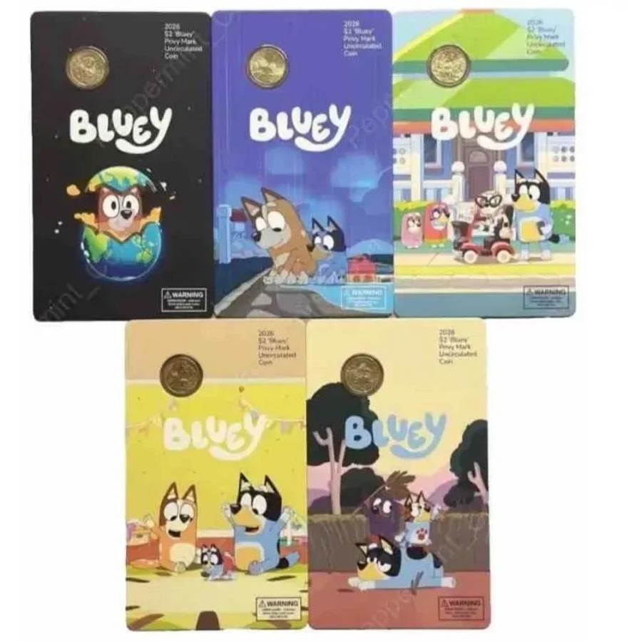 2026 $2 Bluey Carded Coin Set with 'Privy Mark' (5 x Carded Coins)