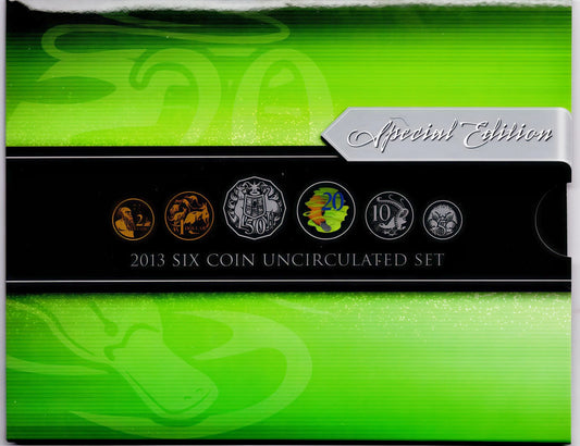 2013 RAM Six Coin Uncirculated Set - coloured 20c Coin Edition