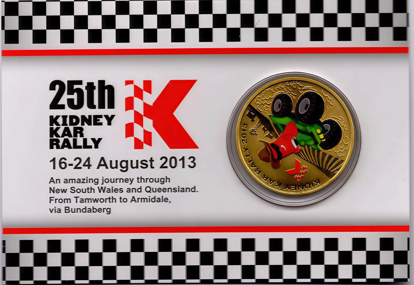 Kidney Car Rally Coin Card front