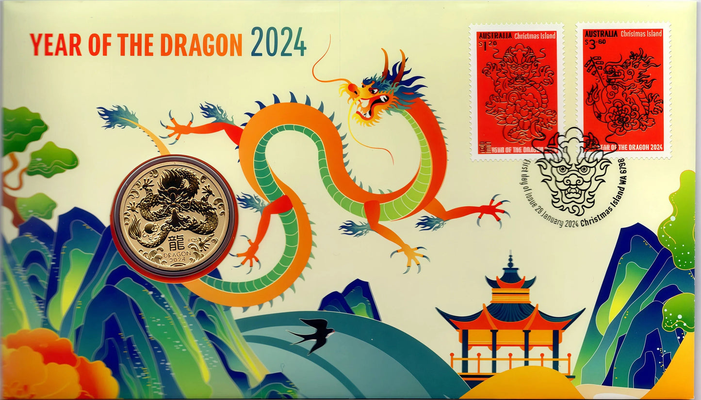 Year of the Dragon 2024 PNC — Australia Post & Perth Mint front