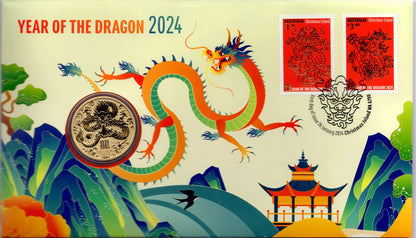 Year of the Dragon 2024 PNC — Australia Post & Perth Mint front