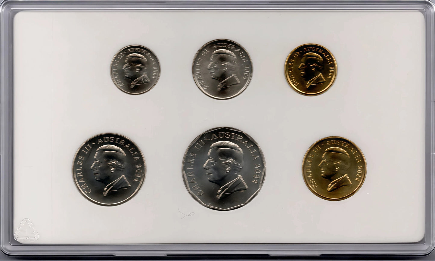 Royal Australian Mint King Charles III 2024 Six-Coin Uncirculated Year Set reverse