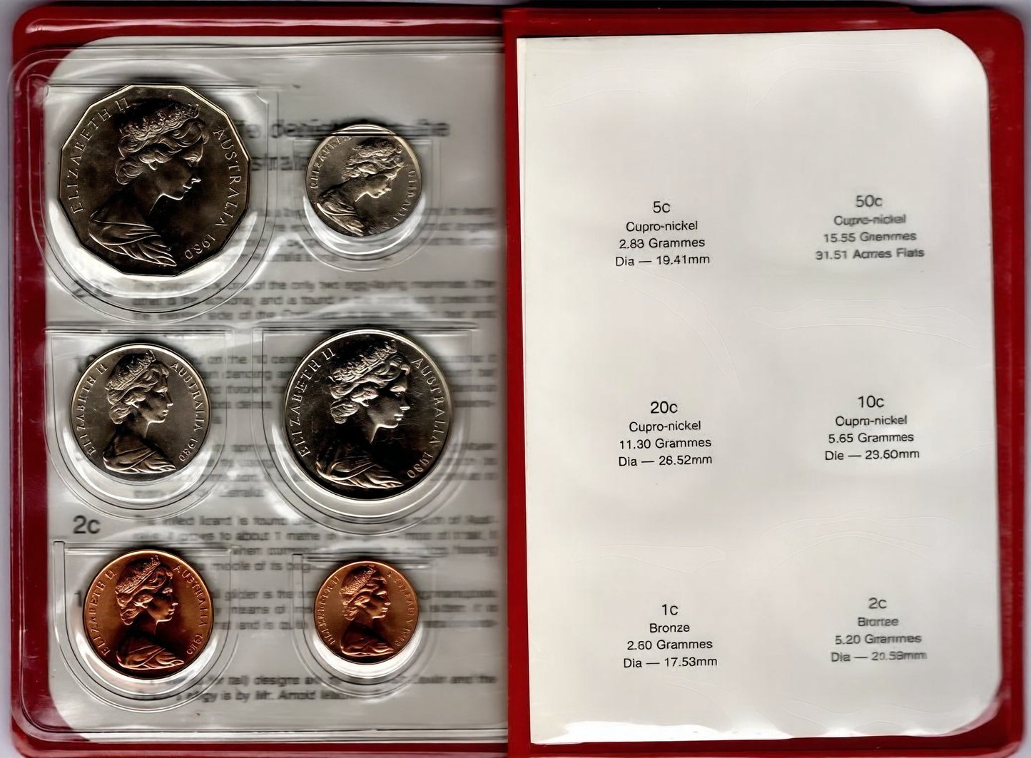 1979 Royal Australian Mint Uncirculated Coin Set reverse