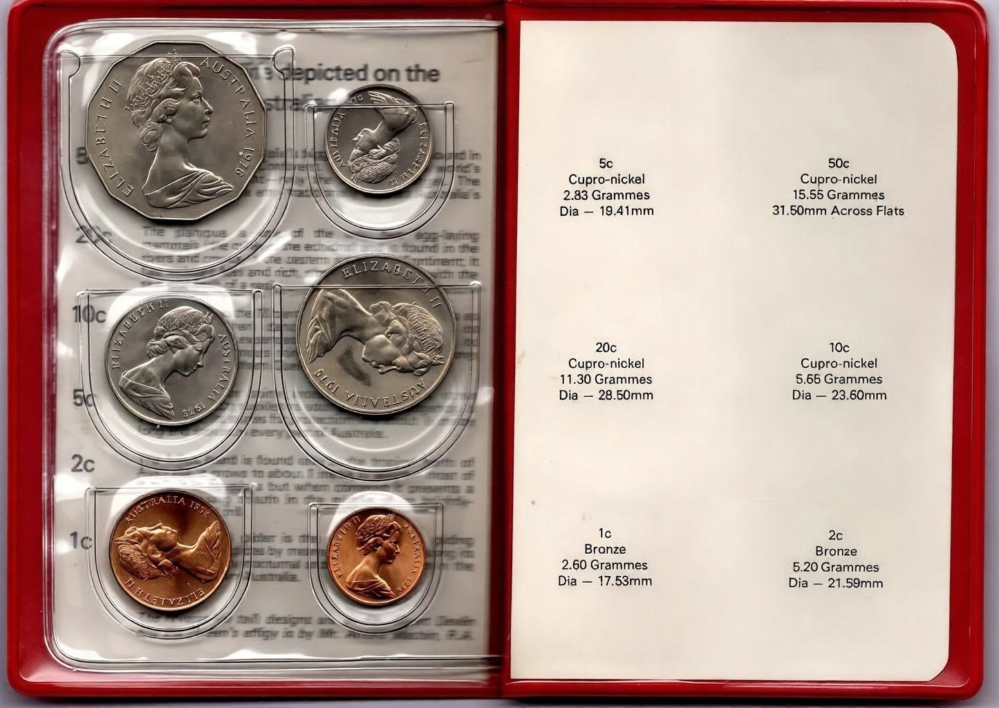 1973 Royal Australian Mint Uncirculated Coin Set reverse