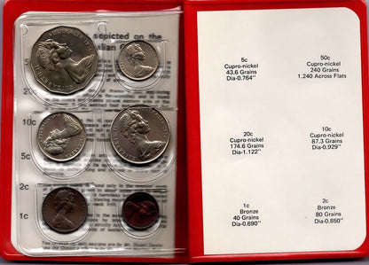 1974 Royal Australian Mint Uncirculated Coin Set reverse