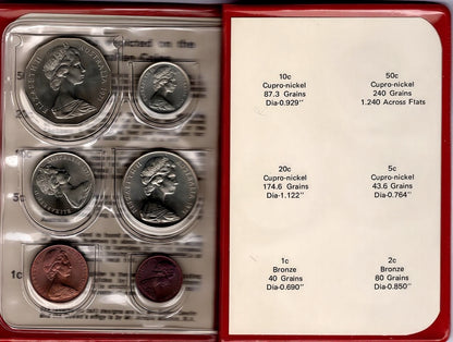 1971 Royal Australian Mint Uncirculated Coin Set reverse