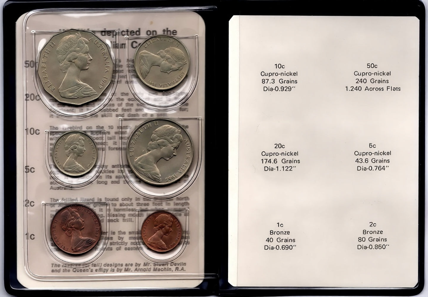 1969 Royal Australian Mint Uncirculated Coin Set reverse