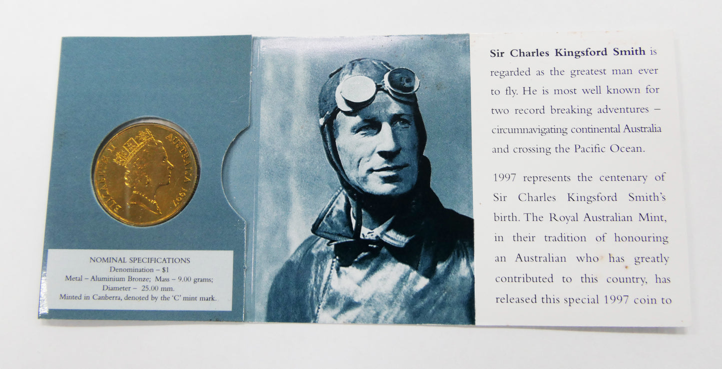 1997 $1 'c' Mint Mark Sir Charles Kingsford Smith front