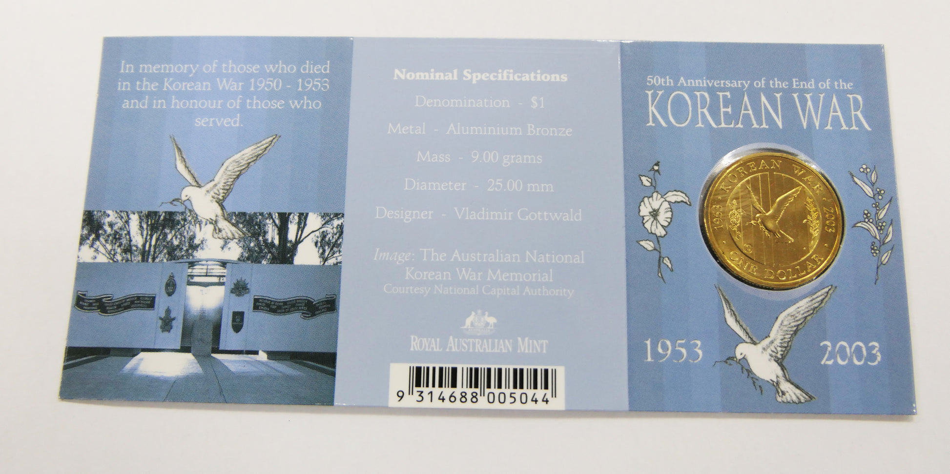 2003 $1 50th Anniversary End of the Korean War 'c' Mint Mark front