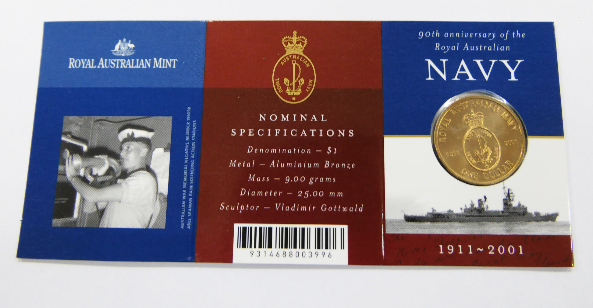 2001 $1 90th Anniversary of the Royal Australian Army front