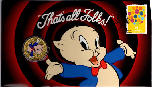 Australia Post Looney Tunes — Porky Pig "That's All Folks!" 2018 PNC front