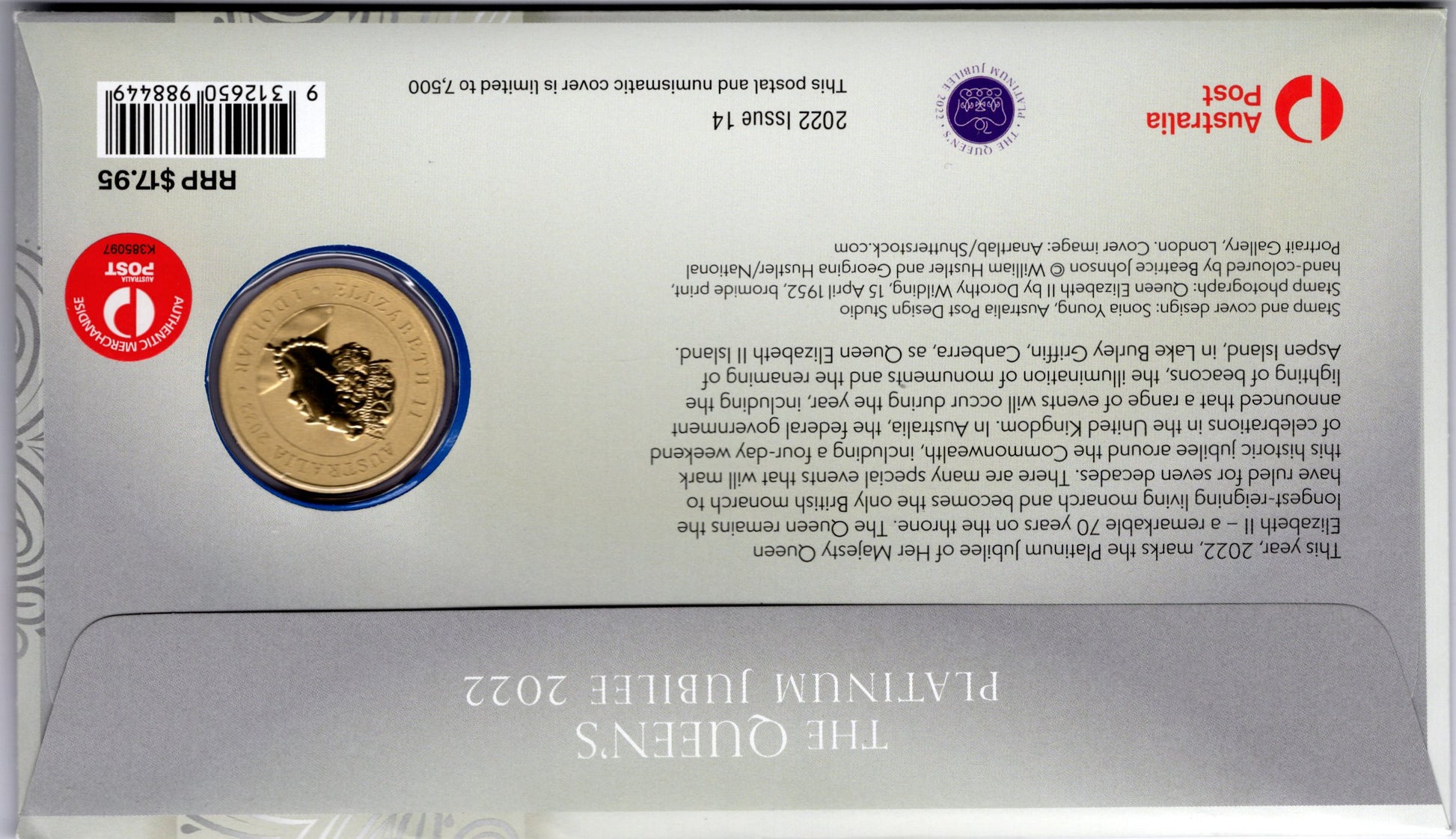 2022 the Queen's Platinum Jubilee PNC — First Day of Issue reverse