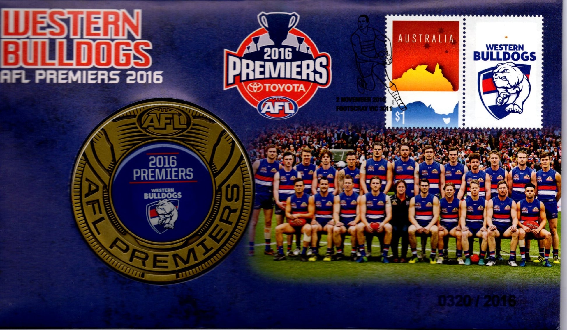 2016 Australia Post Western Bulldogs Premiers PNC front