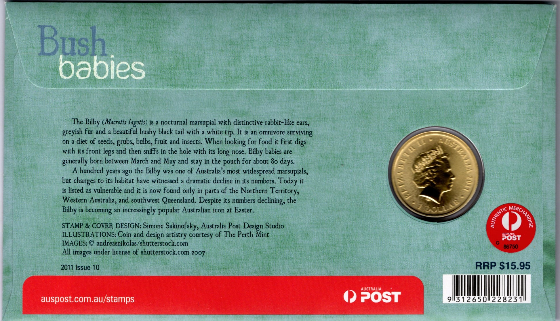 Australia Post Bush Babies Bilby 2011 PNC reverse