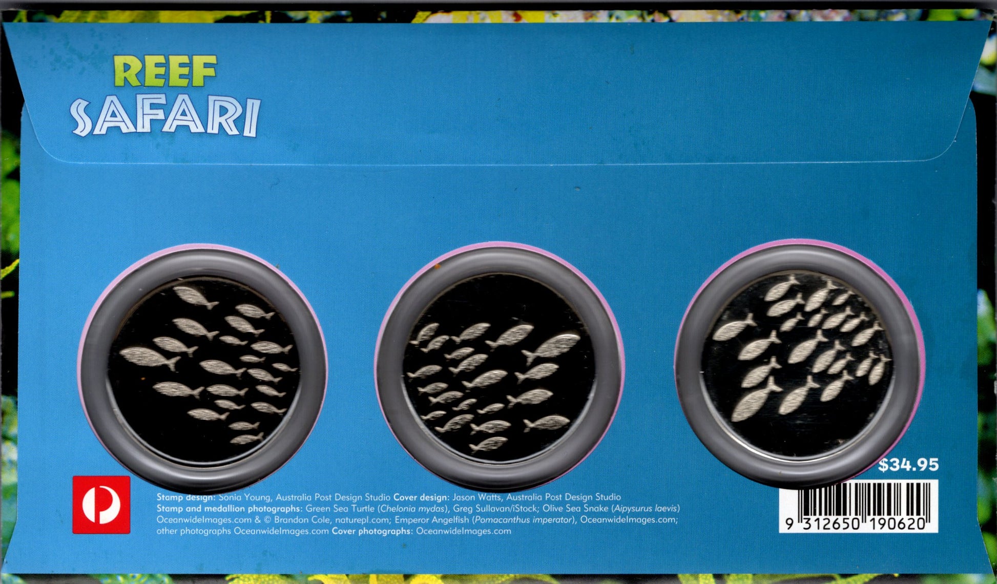 2018 Australia Post Reef Safari — 3 Medallions in PNC reverse