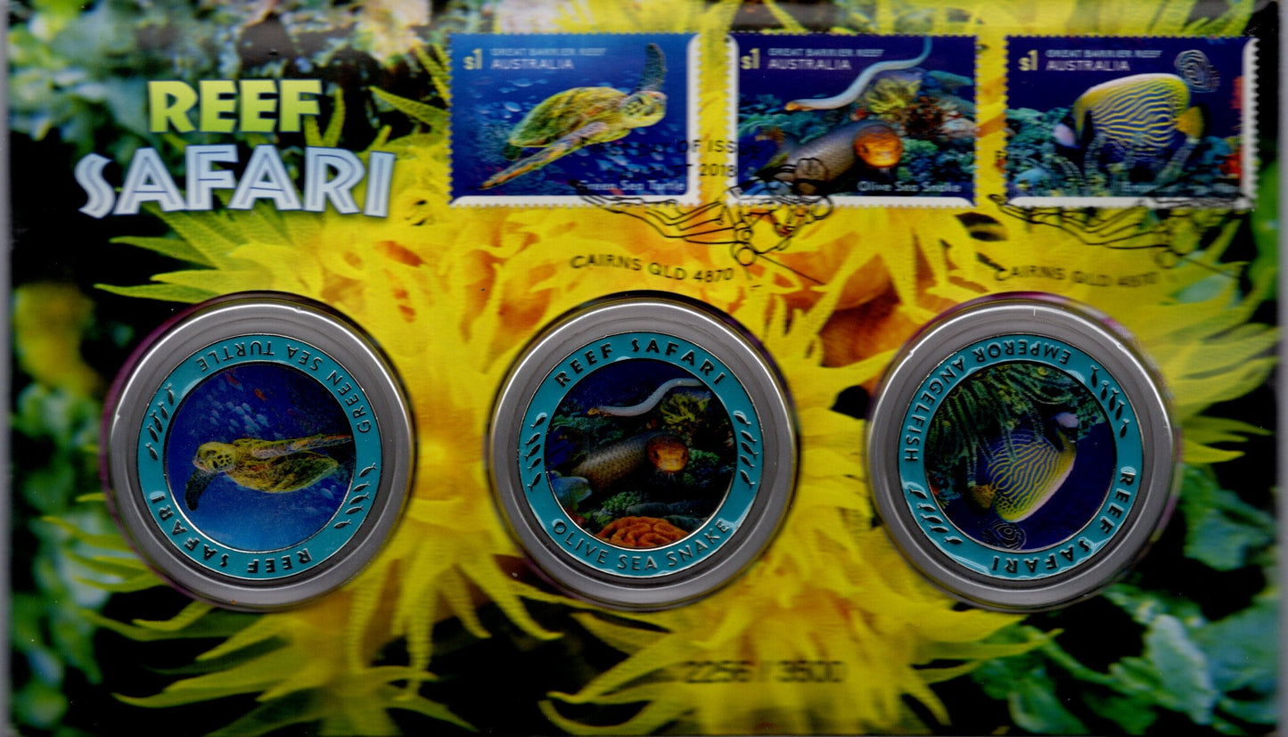 2018 Australia Post Reef Safari — 3 Medallions in PNC front