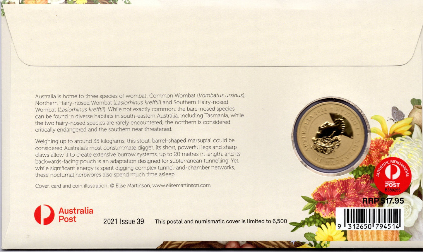 2021 Australia Post Dreaming Down Under PNC reverse