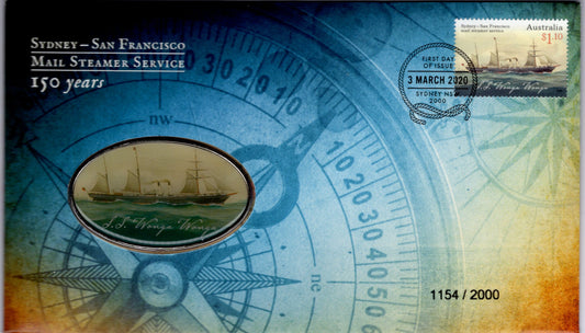 2000 Australia Post Sydney San Francisco Mail Service 150th Anniversary PNC front