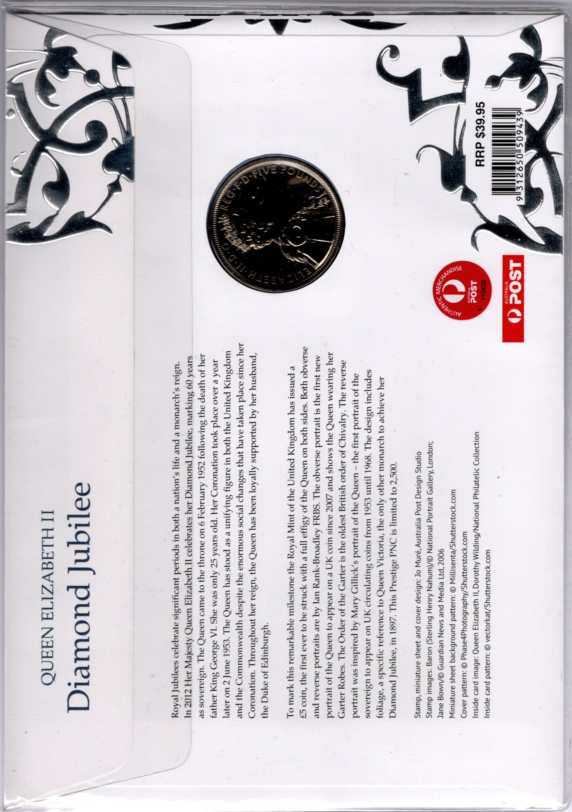 2012 Australia Post Queen Elizabeth II Diamond Jubilee PNC reverse
