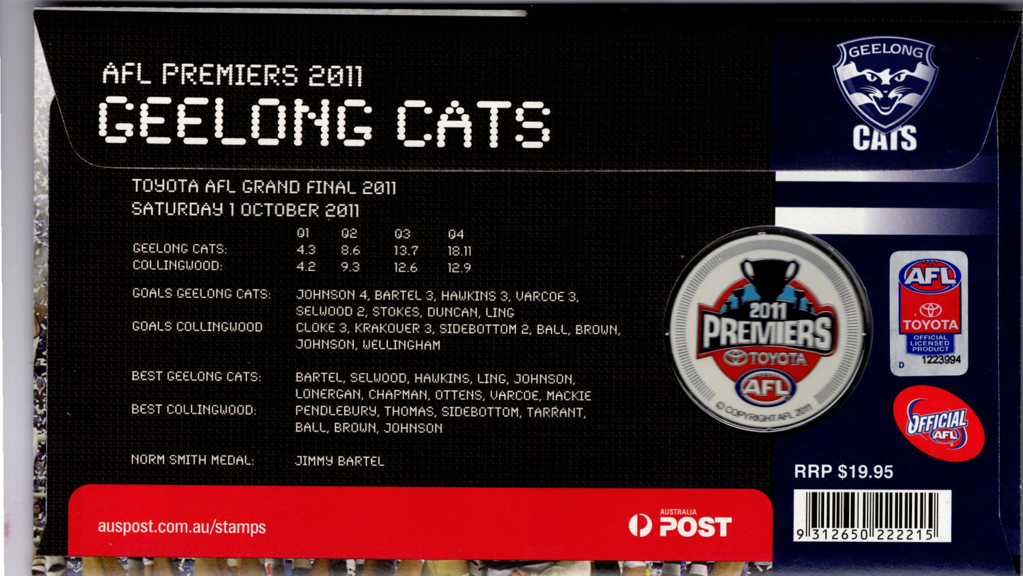 2011 Australia Post AFL Geelong Cats Premiers PNC reverse
